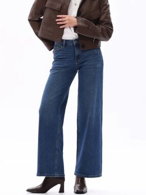 Oneso MID RISE BAGGY BBL WIDE LEG DENIM Dark Blue JEANS Wide Leg size 30